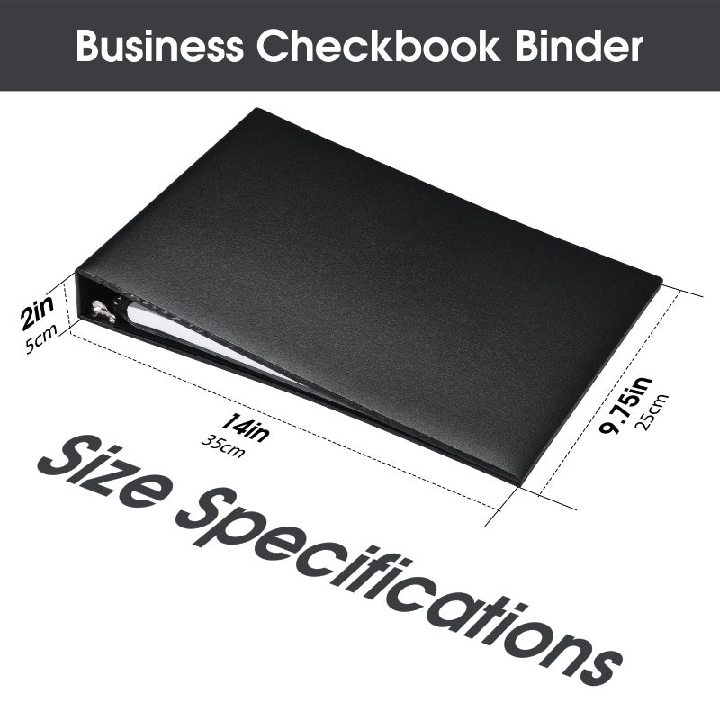 Pacific Mailer 7 Ring Check Binder, 3-On-A-Page Business Checkbook Holder, 500 Checks Capacity, with 2024-2030 Calendar Organizer, Sleek Business Design (Black) - Image 2